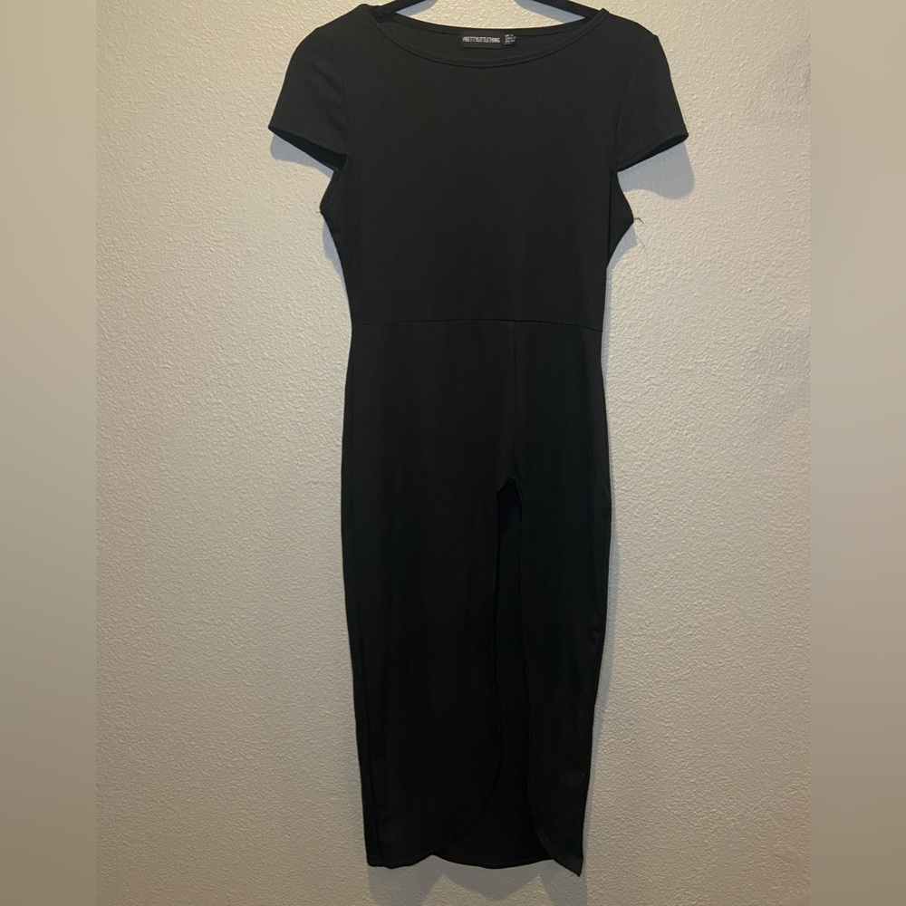 NWOT Black High Split Dress